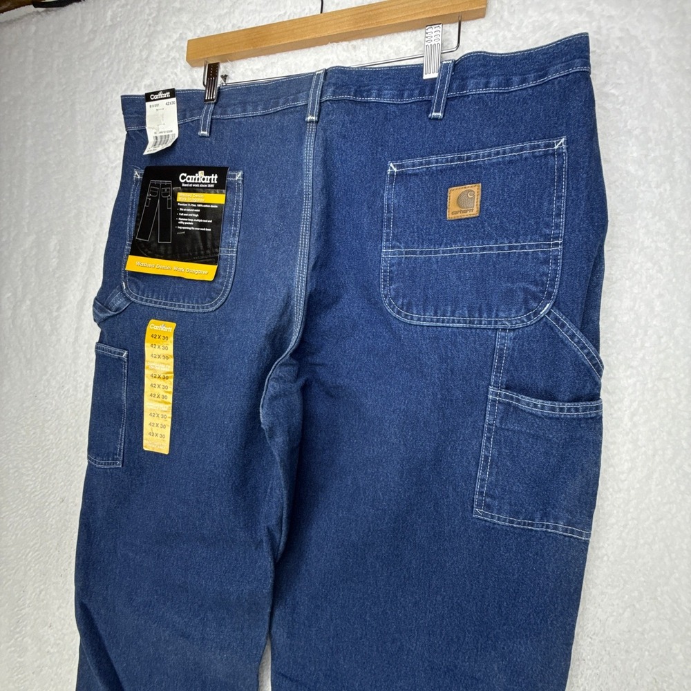 Carhartt B113 Darkstone DST Denim Loose Fit Tapered Leg Mens Jeans 42X30 NWT NOS - Picture 9 of 12